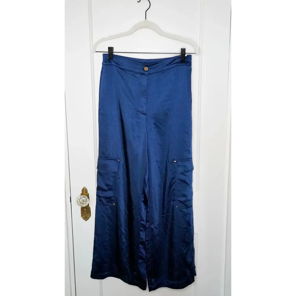 Michael Kors Satin Cargo Pants • Designer Luxe Utility Chic Sz S - Picture 4 of 9